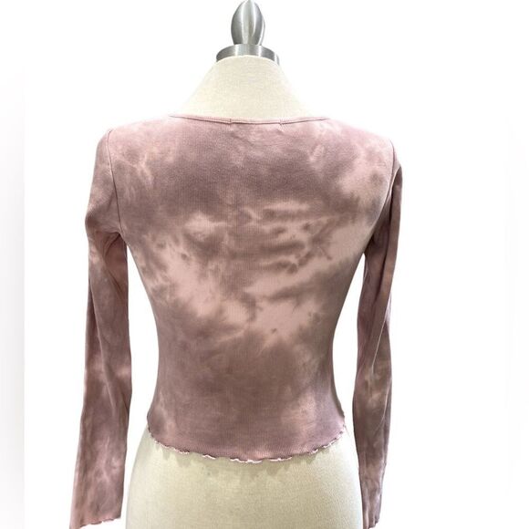 Cactus & pearl pink mauve tye dye buttons ribbed sleeves length 20 inches - Picture 2 of 4